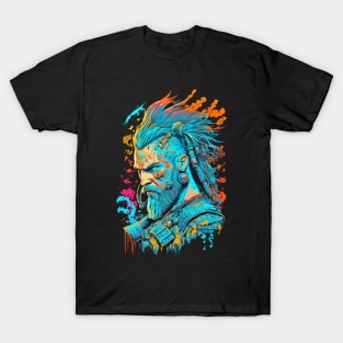 Neon Cyberpunk Viking - V1.05 T-Shirt